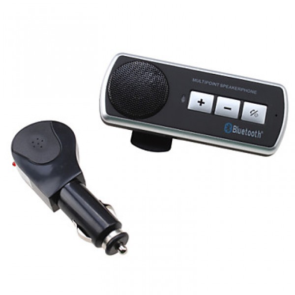 Bluetooth Handsfree Car Kit Clipped On Car Sun Visor, Bluetooth 3.0 Can Support Two Phones Simultaneously  