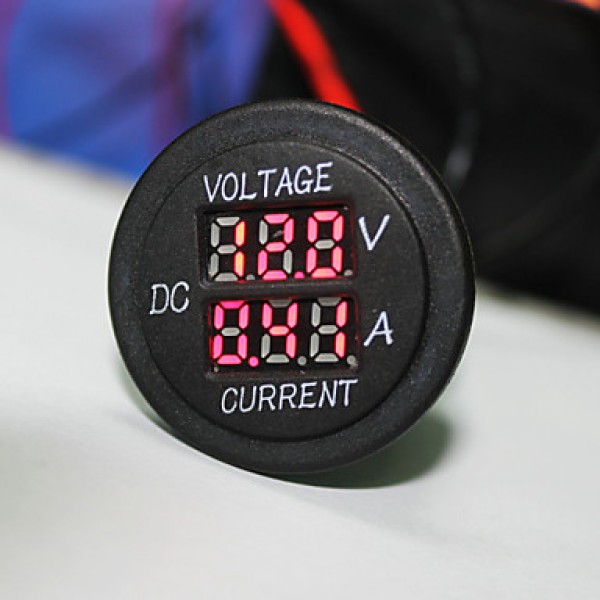 12/24V Digital  LED Red Light Indicator Current Ammeter +Voltage Meter Panel Plug Socket For Auto Car Motorcycle  