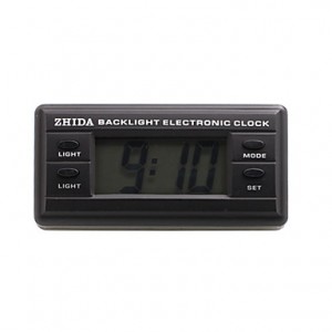 Automotive Electronic Clock with Blue Backlight - Black - ZD-06B  