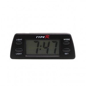 Automotive Electronic Clock with Blue Backlight - Black - TR-1830  
