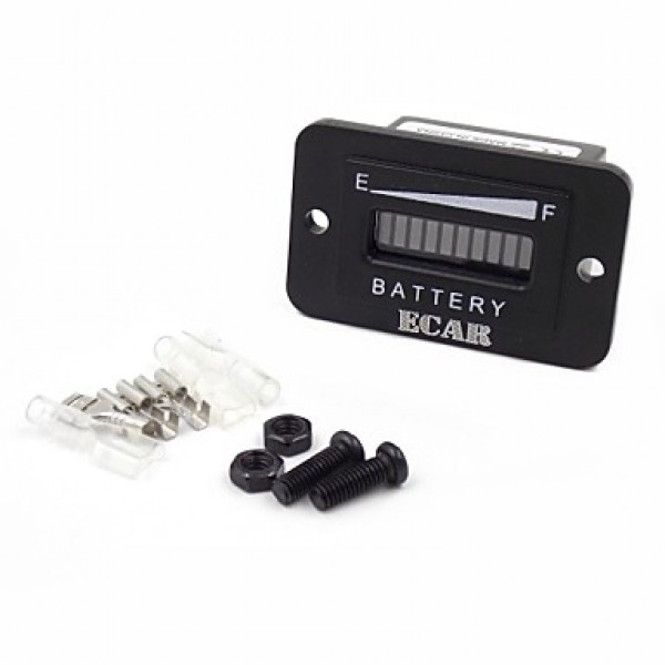 10 Segment LED Display 48V Battery Indicator Meter Gauge for Golf Cart,Yacht,RV,Motorcycle,Forklift Etc.  