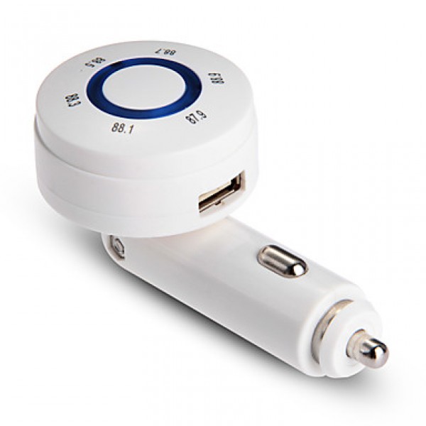 Wireless Bluetooth Car Kit Fm Transmitter Cigarette Lighter Usb Charger White  