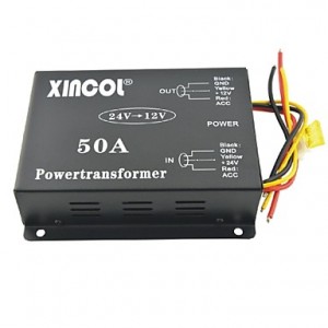Xincol? Vehicle Car DC 24V to 12V 50A Power Supply Transformer Converter with Dual Fan Regulation-Black  