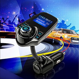 T10 Super Bluetooth Car Kit Handsfree FM Transmitter Wireless MP3 Music Player Support TF Card,5V 2.1A USB Car Charger  